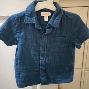 Cat & Jack Toddler Boy Textured Blue Button Down Shirt Size 2T